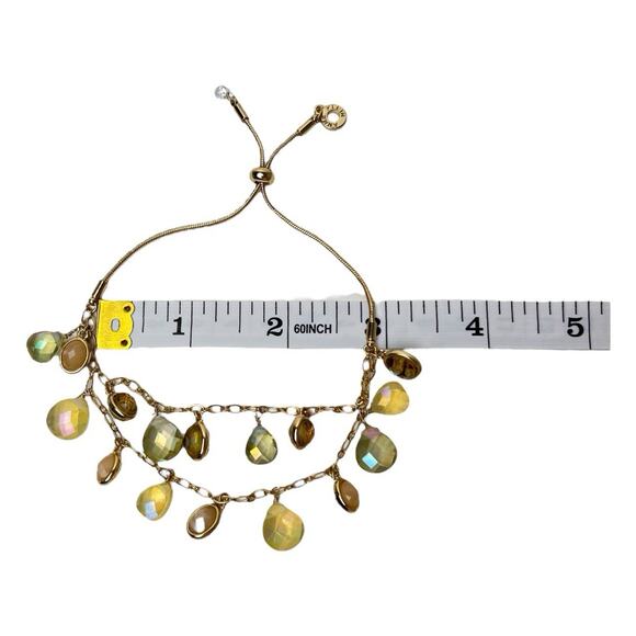 Anne Klein Bracelet Iridescent Color Beads Golden Snake Chain Slider Adjustable - Picture 10 of 10